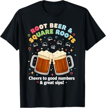 Root Beer and Square Roots Funny Math Humor Geek Nerd Joke T-Shirt