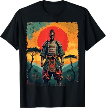 African Samurai Warrior, Afro Vintage Artwork T-Shirt
