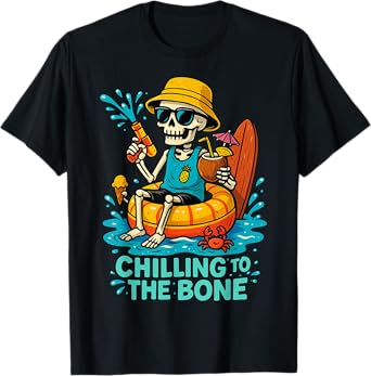 Halloween Summer Chilling to the Bone Skeleton Float Costume T-Shirt