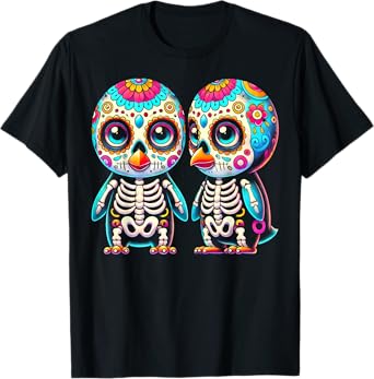 Adorable Día de Muertos Sugar Skull Penguin Day of the Dead T-Shirt
