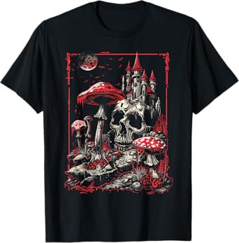 Goth Gothic Skull Mushroom Witch Mystic Night T-Shirt