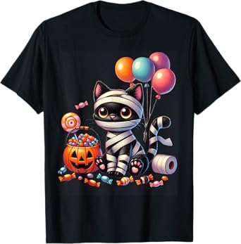Cute Halloween Black Cat Pumpkin Trick or Treat Girls Women T-Shirt