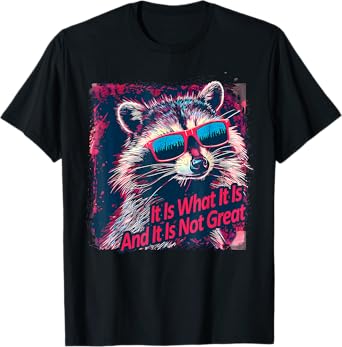 Cool Raccoon Sarcastic It Is What It Is And It Is Not Great T-Shirt