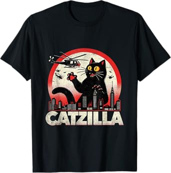 Retro Catzilla Cat Lovers Graphic Gifts Cat Mom Dad Catzilla T-Shirt