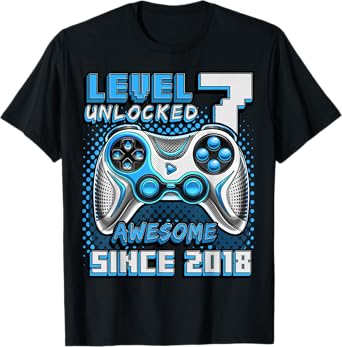 7th Birthday Boy Level 7 Gamer 7 Year Video Game Party T-Shirt