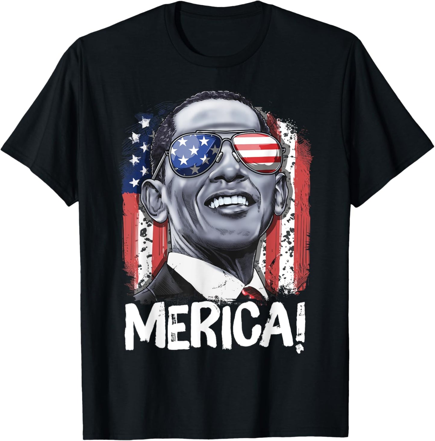 Barack Obama 4th Of July Merica Men Women USA American Flag T-Shirt