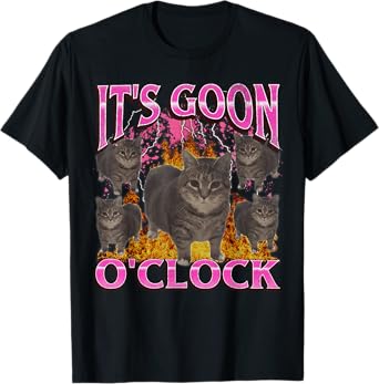 Gooning O'clock Funny Oia Oia Cat Meme Bootleg Graphic T-Shirt for Men Women
