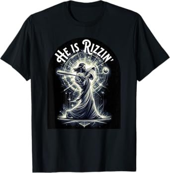He is Rizzin Jesus Playing Baseball Funny Sports Rizz T-Shirt