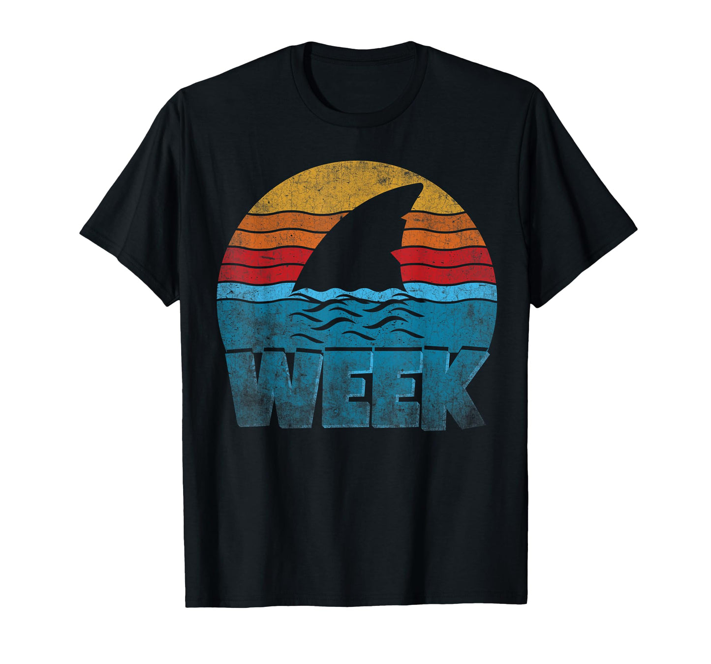 Retro Shark Fin Week 2025 Shark Lover Ocean Wildlife Summer T-Shirt