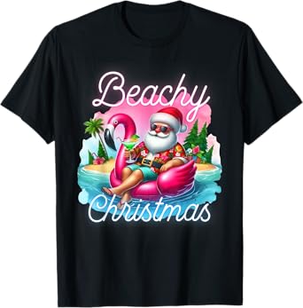 TropiSanta Tees Beachy Christmas Santa Beach Funny Christmas T-Shirt