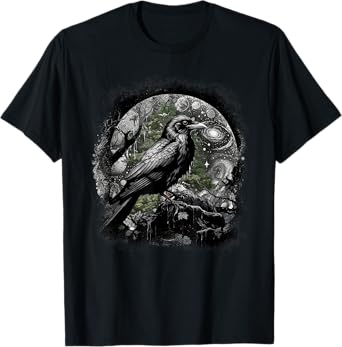 Mystically Occult Raven Birds Ravens Crows Forest Animals Crow T-Shirt