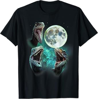 Velociraptors Howl at the Moon - Funny 3 Wolfs Parody T-Shirt