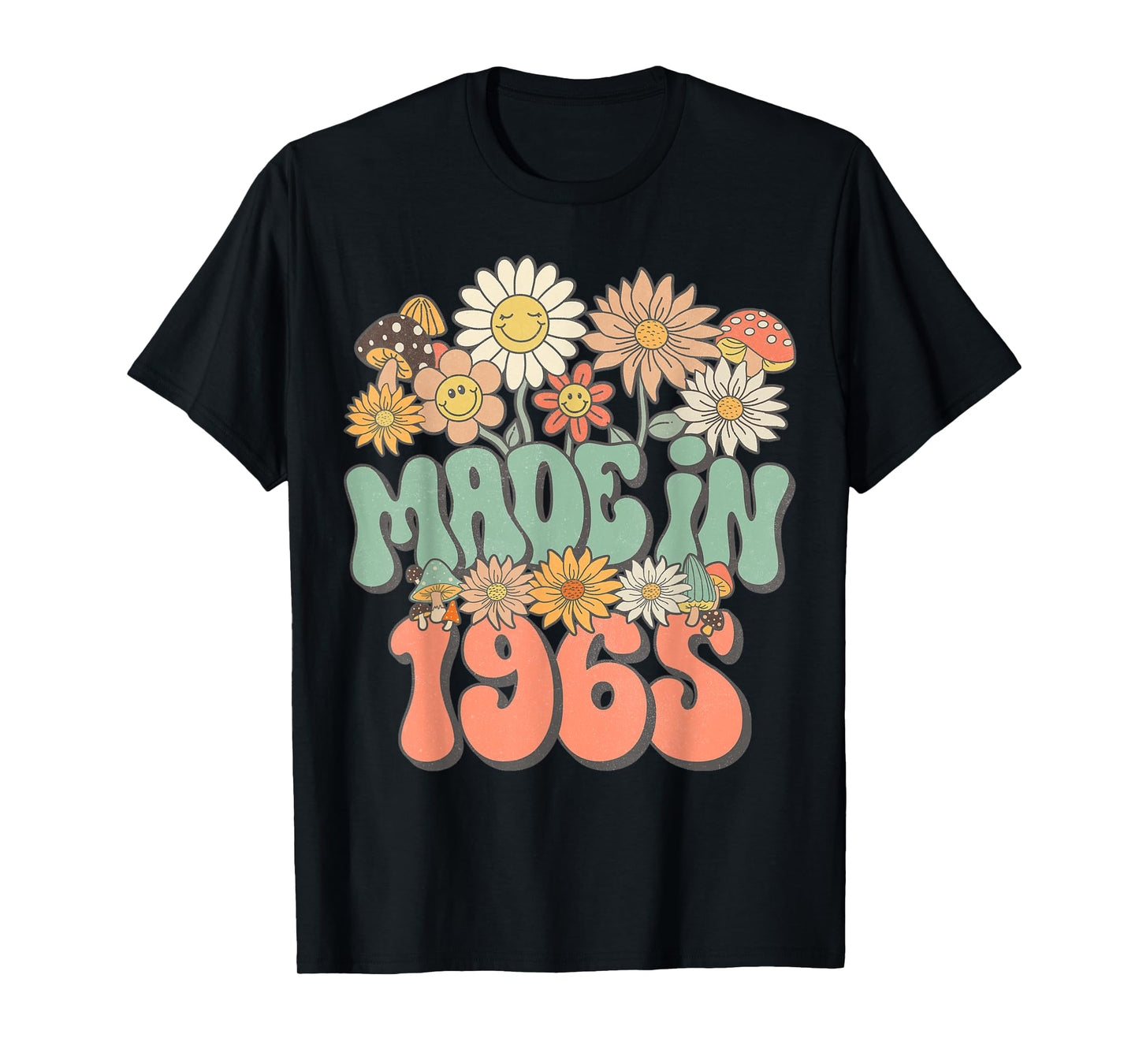Retro Groovy Made In 1965 Floral Hippie Daisy 60th Birthday T-Shirt