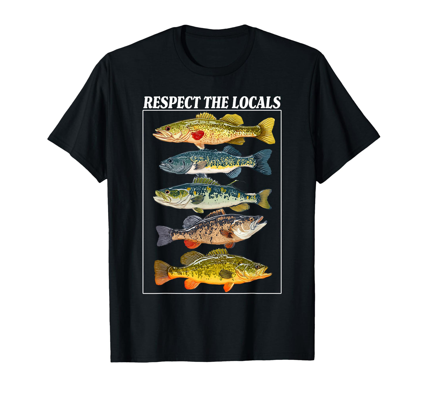 Vintage Bass Fishing Fish Chart Respect The Locals T-Shirt