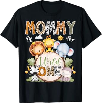 Mommy Of The Wild One 1St Birthday Boy Safari Jungle T-Shirt