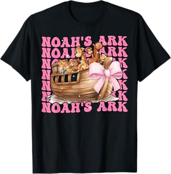 Coquette Bow Noah's Ark Christian Girl Mom Mama Mother's Day T-Shirt
