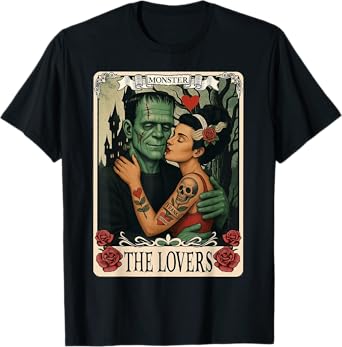 The Monster Frankenstein And Bride The Lovers Tarot Card T-Shirt