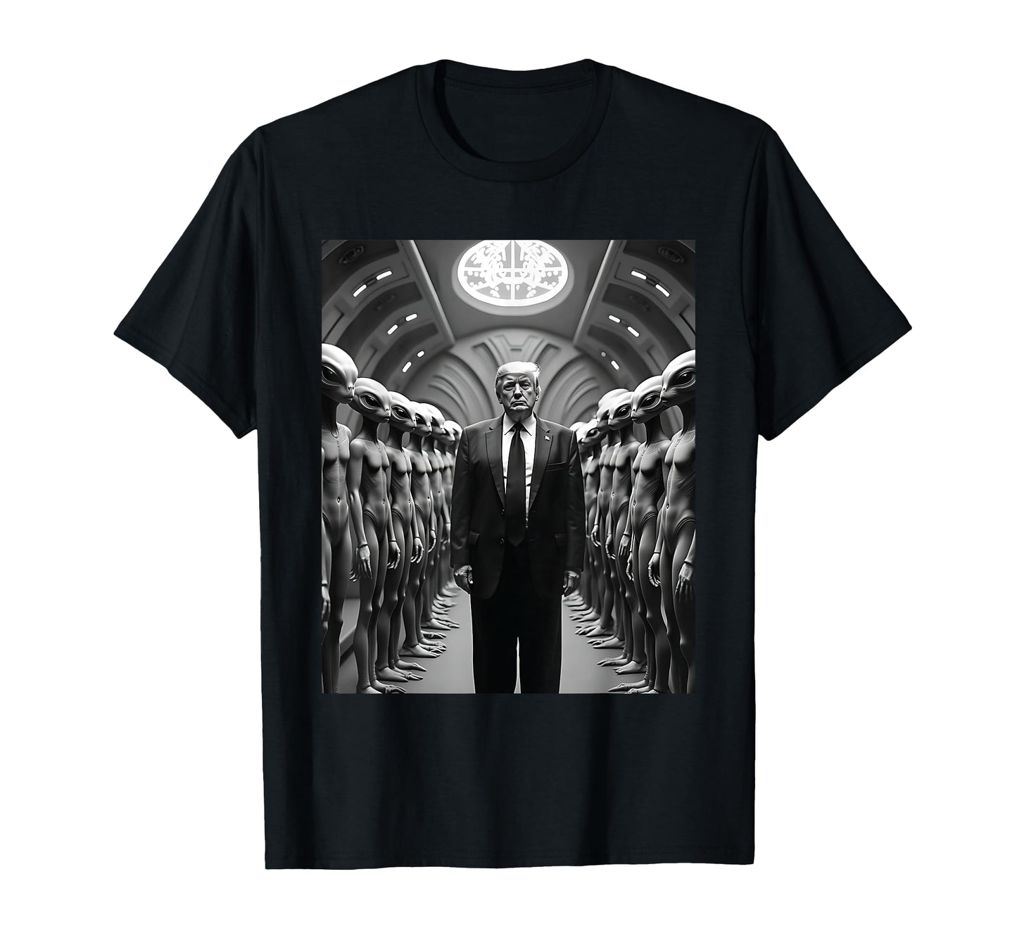 Trump with Aliens Conspiracy Theory UFO Visitation Funny T-Shirt