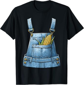 Halloween Overalls Corn Farm Costume Farmer Men Women Kids T-Shirt
