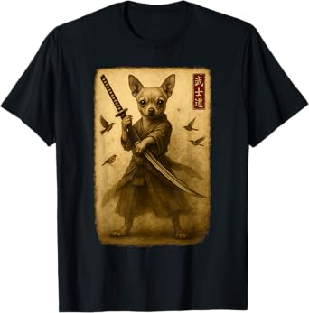 Samurai Dog Japanese Art Chihuahua Warrior Bushido Katana T-Shirt for Men Women Kids
