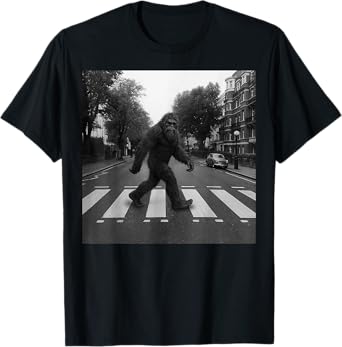 Bigfoot Crossing Road Funny Sasquatch Crossing Tee T-Shirt