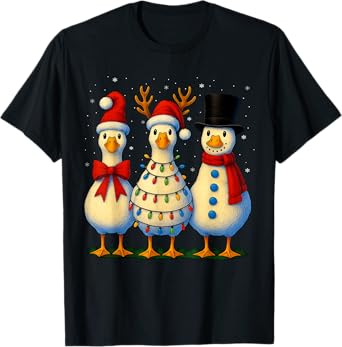 HUGvyn Christmas: Funny Santa Goose Silly Merry Goose Xmas T-Shirt