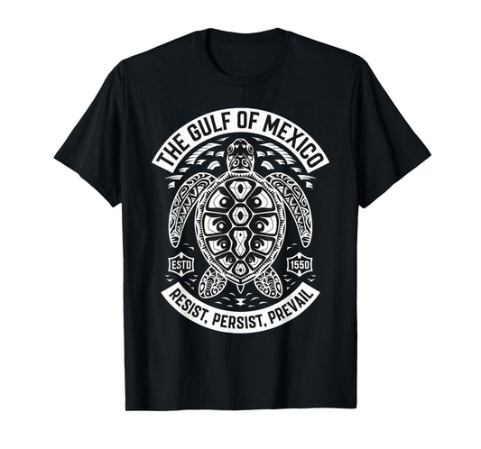Gulf of Mexico Tribal Turtle Resist Persist Prevail T-Shirt