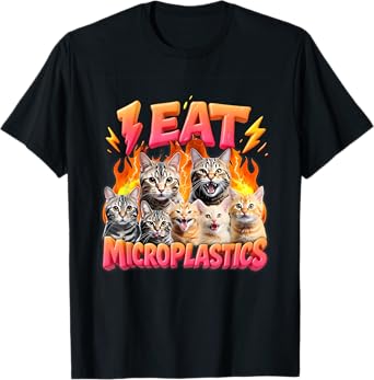 I Eat Microplastics Funny Cat Meme Bootleg T-Shirt