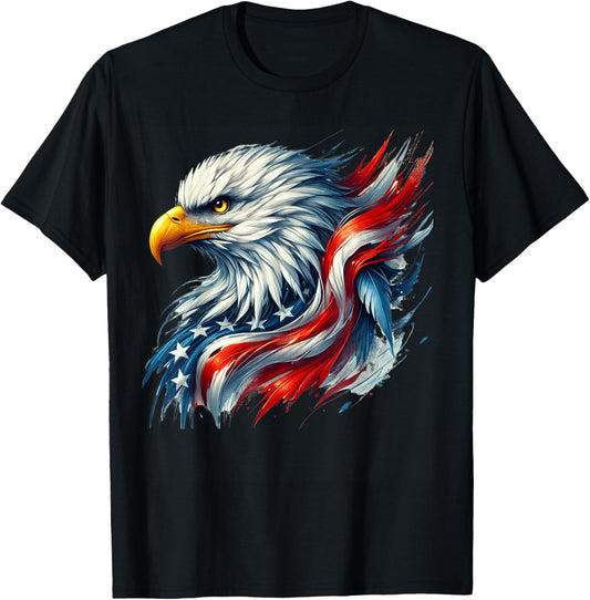 4th of July USA Flag Bald Eagle Patriotic Pride Men Boys T-Shirt