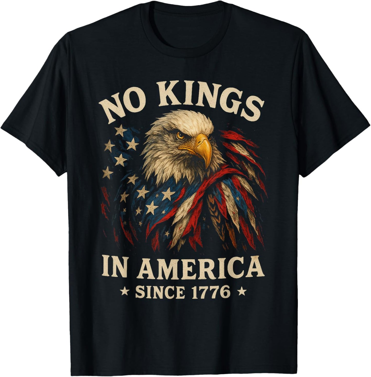 No Kings In America Since 1776 Bald Eagle Patriotic Usa Flag T-shirt