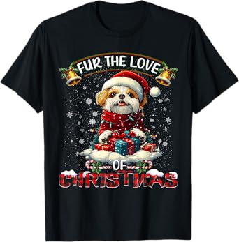 Shih Tzu Christmas Tree Lights Decorations Dog Lover Xmas T-Shirt