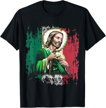 San Judas Tadeo - St. Jude Art Mexican Flag T-Shirt