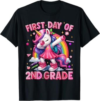 First Day Of 2nd Grade Unicorn Back To School Girls Outfits T-Shirt