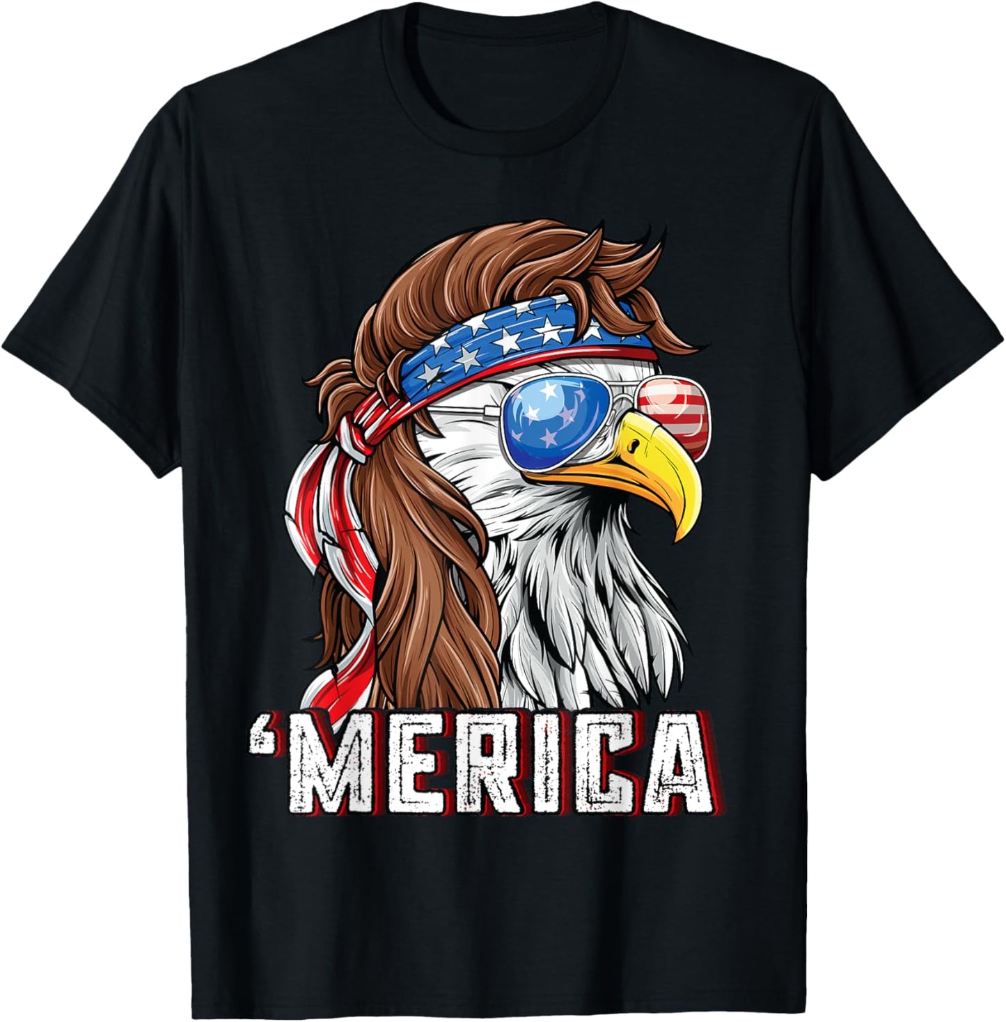 Merica USA American Flag Patriotic 4th of July Bald Eagle T-Shirt