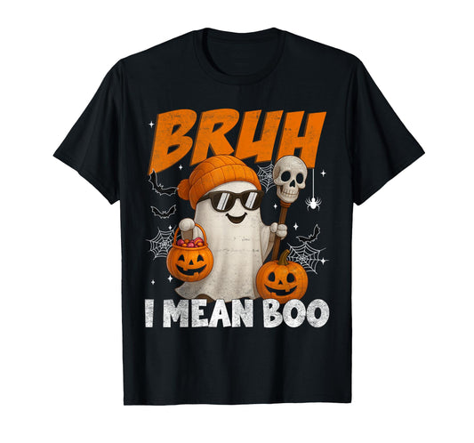 Bruh I Mean Boo Ghost Halloween for Boys Toddlers Kids Youth T-Shirt