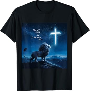 Christian Religious Bible Verse Sayings Lion Fear Scripture T-Shirt