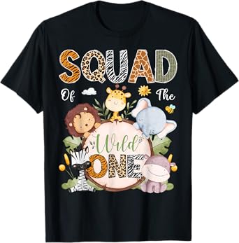 Squad Of The Wild One 1St Birthday Safari Jungle Animals T-Shirt