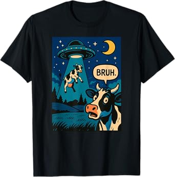 Funny Cow Meme UFO Alien Zoo Boys Girls Kids T-Shirt