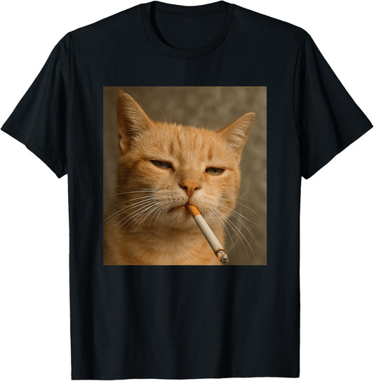 Funny Cat Meme Cat Smoking Cigarette Cat Lovers T-Shirt