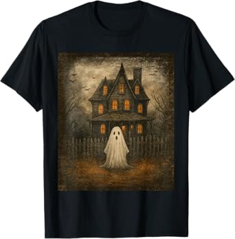 Vintage Ghost Boo Haunted House Halloween Costumes Boy Men T-Shirt
