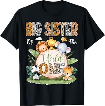 Big Sister Of The Wild One 1St Birthday Kids Safari Jungle T-Shirt