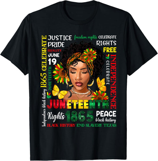 Juneteenth Shirts Celebrating Black Freedom 1865 Black Women T-Shirt