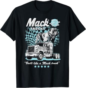 Mack Trucks Distressed Checkered Flag Racing Trucker T-Shirt