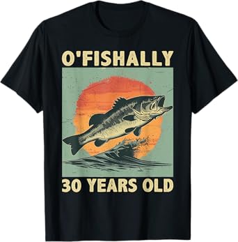 Ofishally 30 Years Old 1995 Fishing Fisherman 30th Birthday T-Shirt