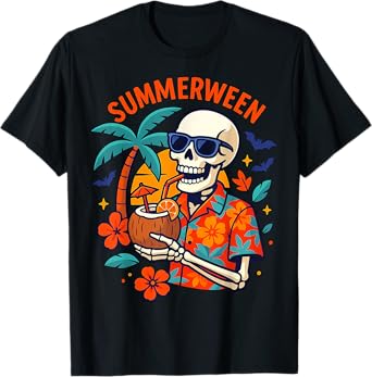 Halloween Summer Ween Skeleton Spooky Vacation Float Costume T-Shirt