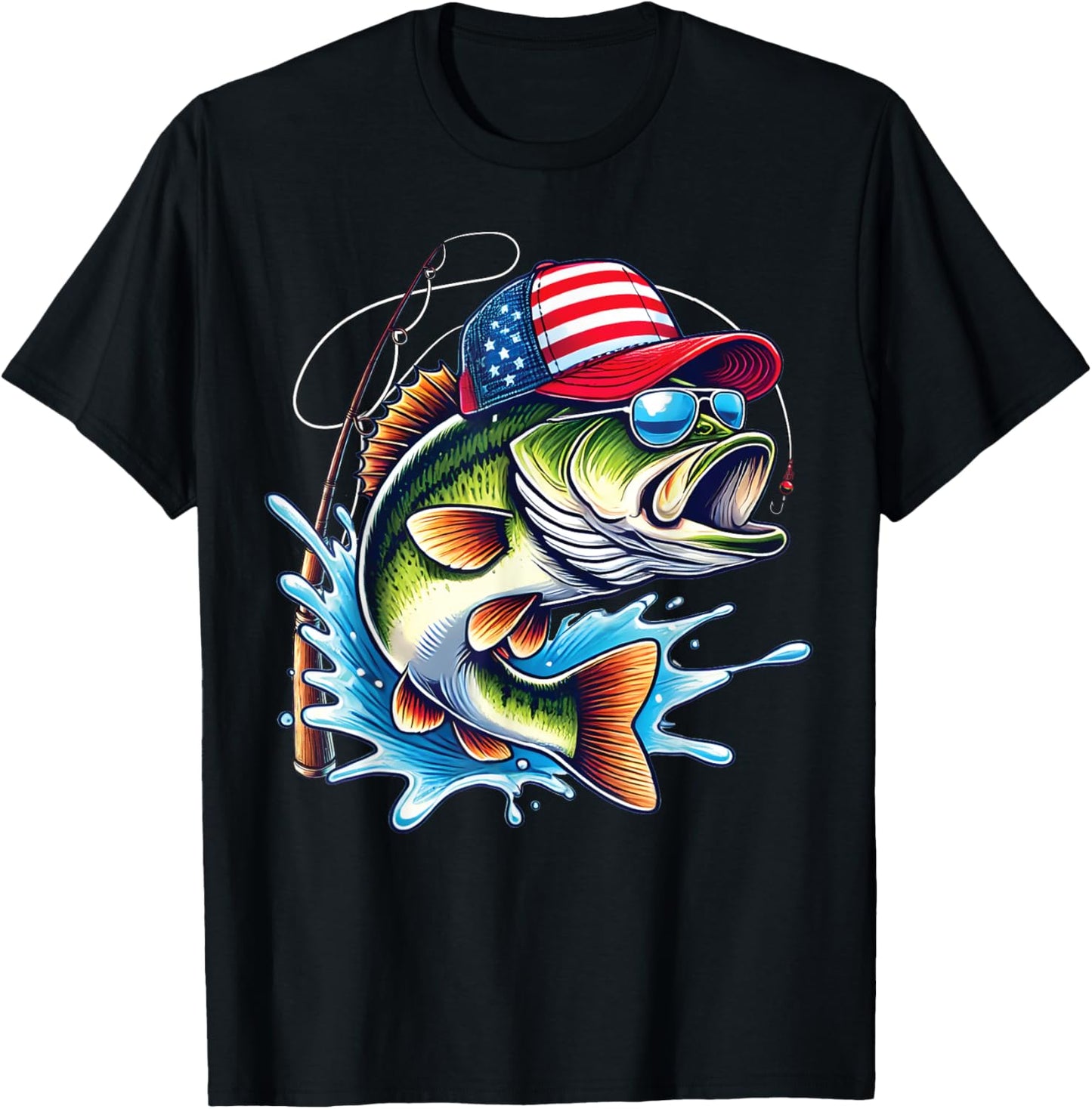 American Flag Fishing Lovers Fisherman USA Patriotic Tee by TeeBrew