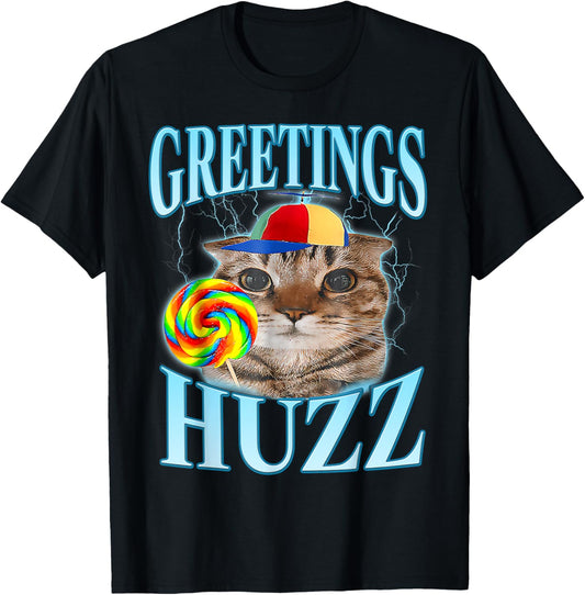 Greetings Huzz Funny Gen Z Gen Alpha Silly Cat Vintage T-Shirt