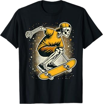Halloween Skeleton Skater Skateboard T-Shirt