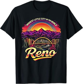 Vintage Reno Nevada Sunset Skyline Cityscape T-Shirt
