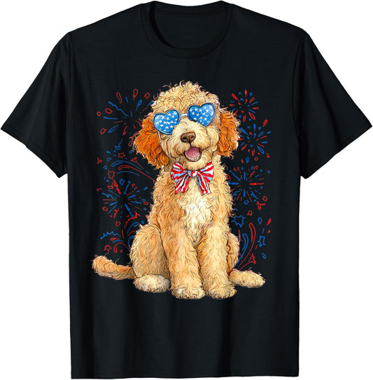 Goldendoodle 4th Of July Patriotic Golden Doodle Dog Women T-shirt